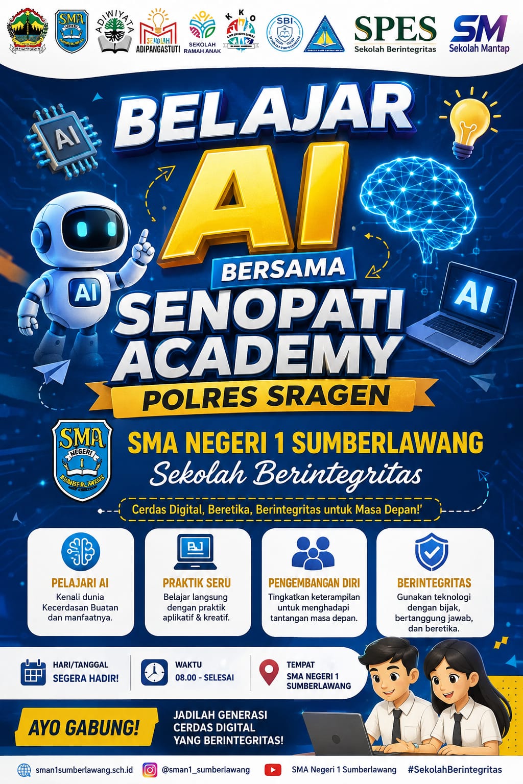 SMA Negeri 1 Sumberlawang Gelar Pelatihan AI Bersama Senopati Academy Polres Sragen